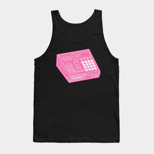 Beat Maker (White Lines + Cyclamen Drop Shadow) Analog / Music Tank Top by Analog Digital Visuals